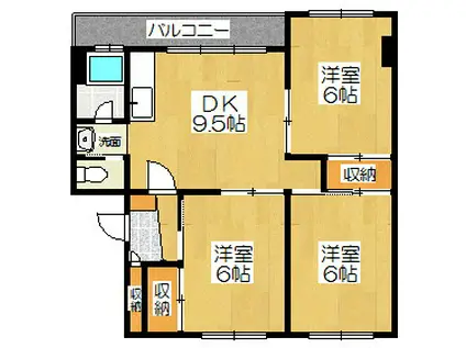 KTハイツ(3DK/3階)の間取り写真