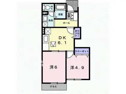 クレストールS.K・I(2DK/1階)の間取り写真