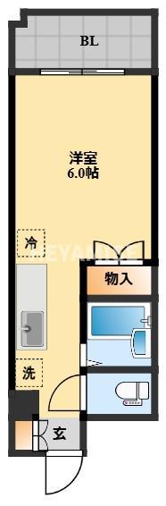 アメニティハイツ(ワンルーム/2階)の間取り写真