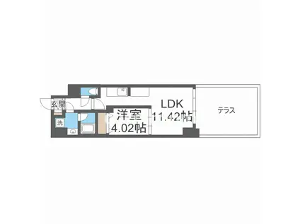 プレジオ鎗屋町(1LDK/4階)の間取り写真