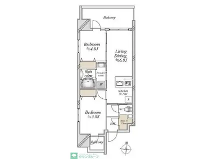 ドゥーエ両国III(2DK/5階)の間取り写真