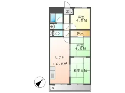 マンションサンハイム(3LDK/3階)の間取り写真