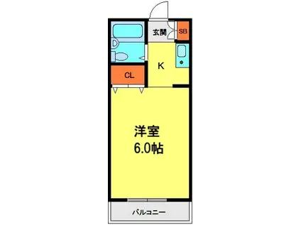 シャトーグリーン(1K/2階)の間取り写真