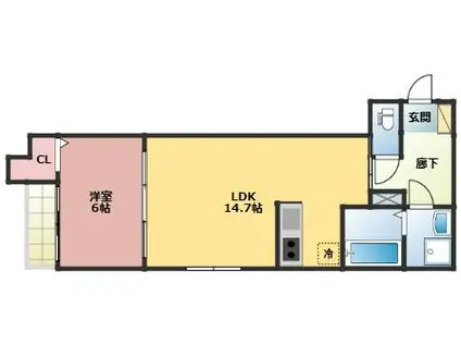 メディオリヴェール紫駅(1LDK/3階)の間取り写真