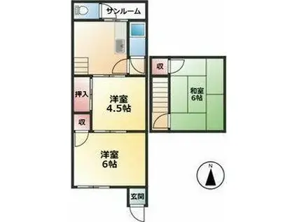 平野アパート(3K/1階)の間取り写真