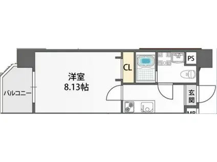 ドゥエリング梅田(1K/6階)の間取り写真