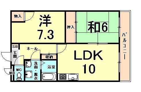 アークヒルズWAKO(2LDK/2階)の間取り写真