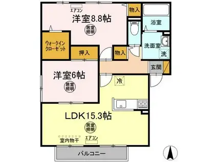 マノワール B棟(2LDK/2階)の間取り写真