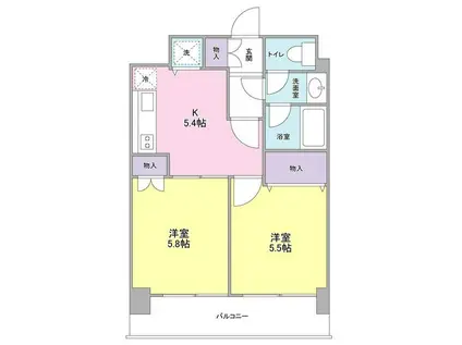 クオーレイナバ(2K/3階)の間取り写真