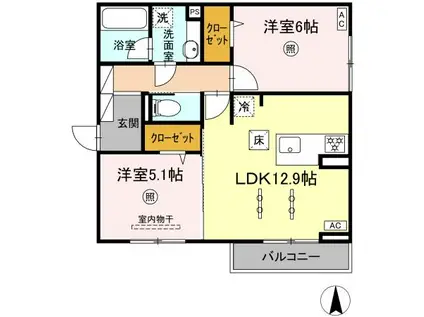 グラジオ(2LDK/2階)の間取り写真