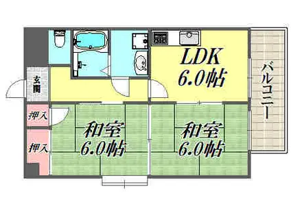 サンフォレスト塚口(2LDK/3階)の間取り写真