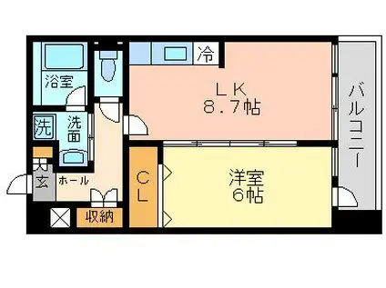 クロスフォート砧(1LDK/2階)の間取り写真