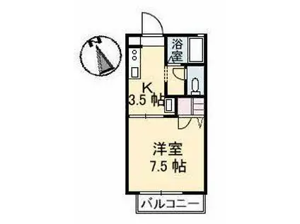 ティンカーベル(1K/2階)の間取り写真