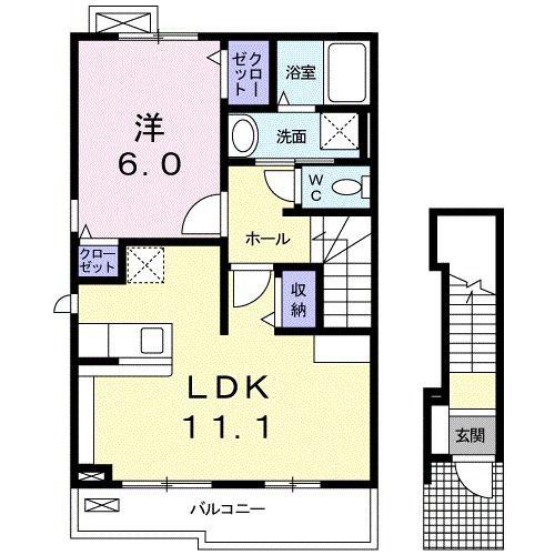 ヴィクトワール(1LDK/2階)の間取り写真