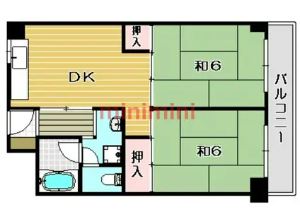 北邑ビル(2DK/5階)の間取り写真