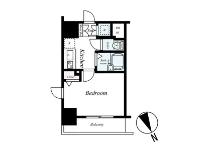 パークウェル麻布十番(1K/6階)の間取り写真