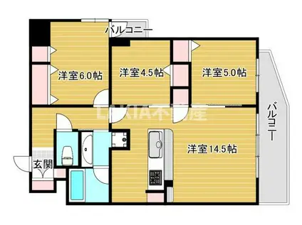 プレサンスロジェ心斎橋(3LDK/7階)の間取り写真
