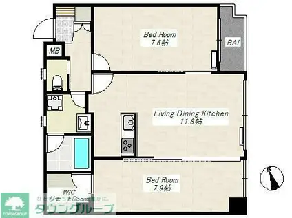 グリーンスクエアみその(2LDK/2階)の間取り写真