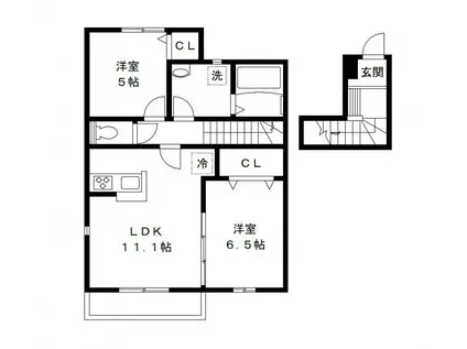 エコーハイツ(2LDK/2階)の間取り写真