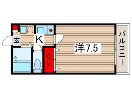 メゾンブルーム(1K/1階)の間取り写真