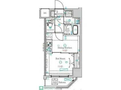 MIND両国(1DK/6階)の間取り写真