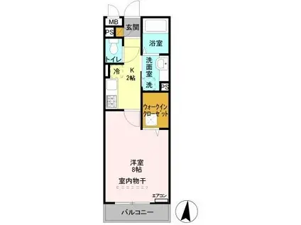 ヴィルクレールⅡ(1K/3階)の間取り写真