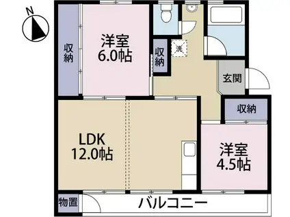 フレクション新富士(2LDK/1階)の間取り写真