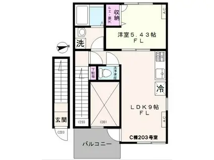 エスパシオ(1LDK/2階)の間取り写真