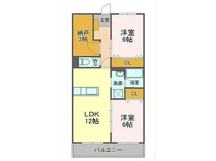 AIRLIX大岩(2SLDK/2階)の間取り写真