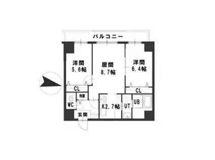 グレイスコート桑園(2LDK/3階)の間取り写真