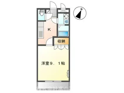 サンライズノア(1K/2階)の間取り写真