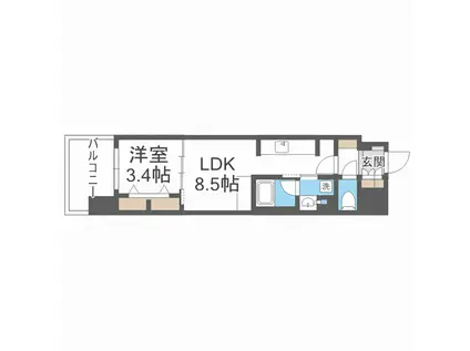 アーバネックス本町II(1LDK/3階)の間取り写真