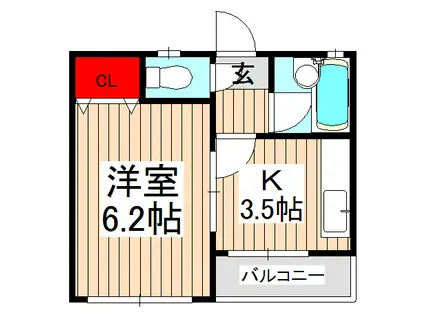 メゾン大竹B棟(1K/3階)の間取り写真