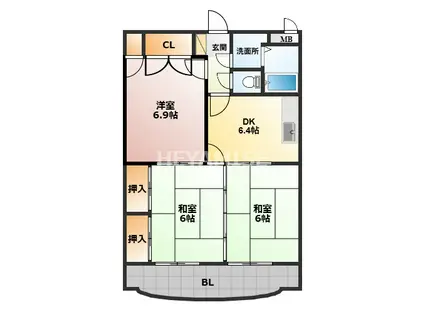 レジデンス東望(3DK/4階)の間取り写真