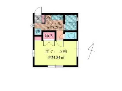 パルモッコ自由が丘(1K/2階)の間取り写真