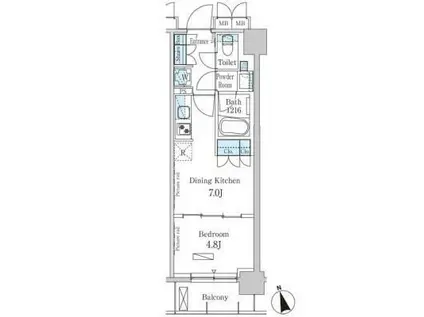 パークアクシス日本橋兜町(1DK/8階)の間取り写真