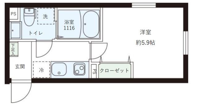 レピュア目黒本町レジデンス(1K/1階)の間取り写真