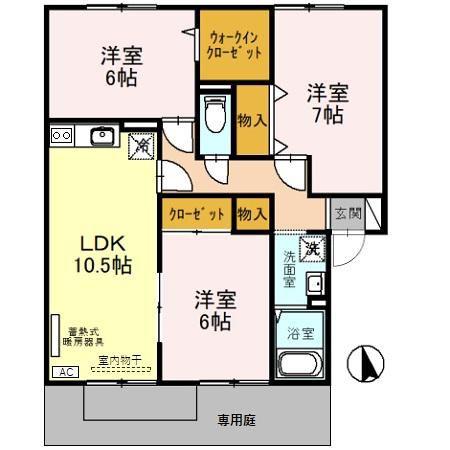 エルフタウン吉久D(3LDK/1階)の間取り写真