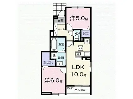シエル ブリュ(2LDK/1階)の間取り写真