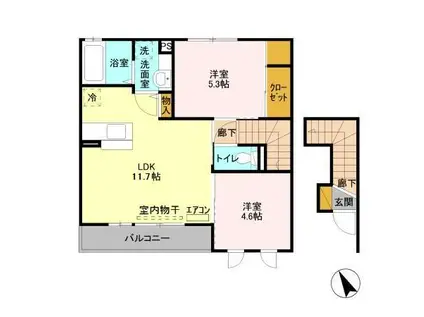 ハピネス(2LDK/2階)の間取り写真