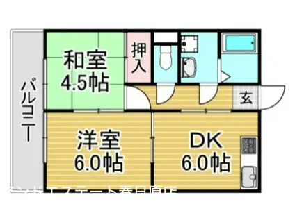 ヒルズ春日A(2DK/2階)の間取り写真