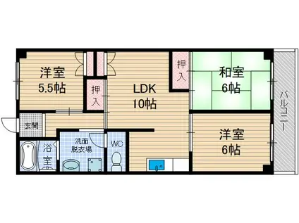 ヴィラ貴瀬2号館(3LDK/1階)の間取り写真