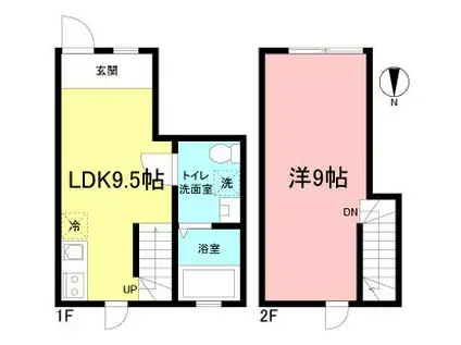 CURVE南千住(1LDK/1階)の間取り写真