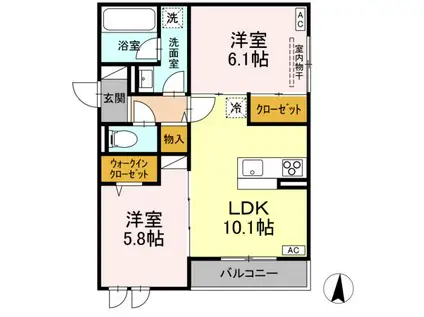 D-RESIDENCE吉津(2LDK/3階)の間取り写真