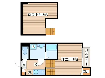 BLUE REEF 3号館(1K/1階)の間取り写真