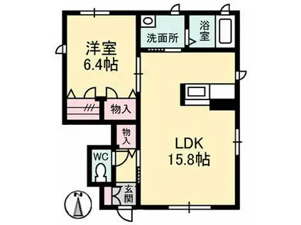 シャーメゾン宮の町II(1LDK/1階)の間取り写真