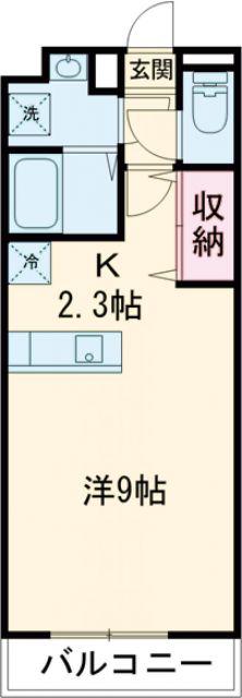 ルーナシティ(ワンルーム/1階)の間取り写真