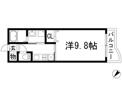 ランデュール逆瀬川(1K/3階)の間取り写真