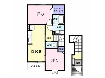 アンジュールI(2DK/2階)の間取り写真