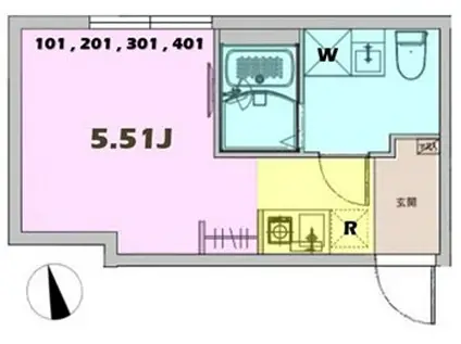 JAGA五反野(ワンルーム/1階)の間取り写真